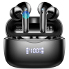 WeurGhy Bluetooth Headphones, Wireless Bluetooth 5.3 In-Ear Headphones with 4 ENC Noise Cancelling Mic, 56H HiFi Stereo Deep Bass Playtime, IP7 Waterproof Earphones LED Display, Charcoal Black