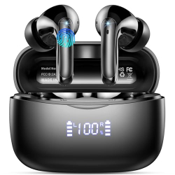 WeurGhy Bluetooth Headphones, Wireless Bluetooth 5.3 In-Ear Headphones with 4 ENC Noise Cancelling Mic, 56H HiFi Stereo Deep Bass Playtime, IP7 Waterproof Earphones LED Display, Charcoal Black: Amazon.de: Electronics & Photo