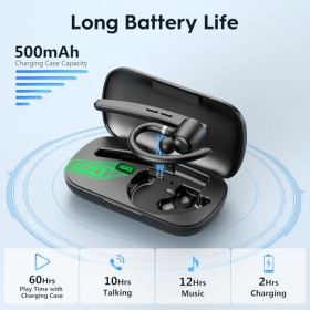 Auriculares Bluetooth New Bee, auriculares manos libres inalámbricos V5.1 con 60 horas de reproducción y micrófono con cancelación de ruido CVC 8.0 Dual ENC, auriculares Bluetooth con estuche de carga