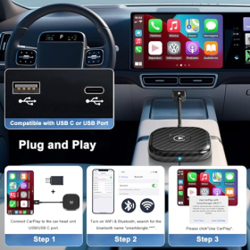 Adaptador inalámbrico CarPlay, adaptador inalámbrico CarPlay para iPhone, convierte el CarPlay OEM cableado de fábrica en inalámbrico