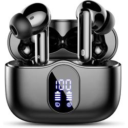 Auriculares Bluetooth, Auriculares deportivos inalámbricos Bluetooth 5.3 con 4 micrófonos, 40 horas de reproducción, Pantalla LED, Reducción de ruido ENC