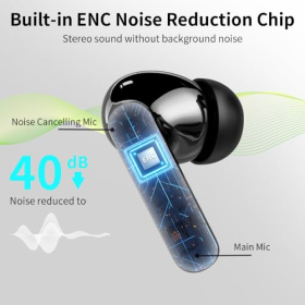 Auriculares Bluetooth, Auriculares deportivos inalámbricos Bluetooth 5.3 con 4 micrófonos, 40 horas de reproducción, Pantalla LED, Reducción de ruido ENC