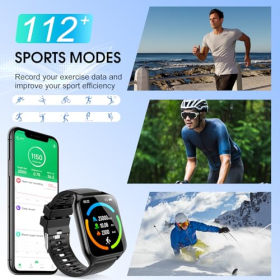 Reloj inteligente para hombres y mujeres, pantalla táctil HD de 1,85 pulgadas, reloj inteligente con llamadas Bluetooth, 112 modos deportivos, reloj de fitness, monitor de frecuencia cardíaca, monitor de sueño