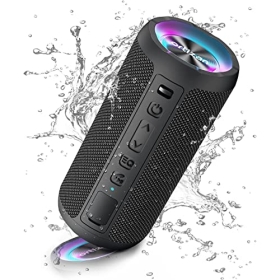 Ortizan Portable Bluetooth Speaker with Panel, IPX7, 30 Hours Playtime, Black