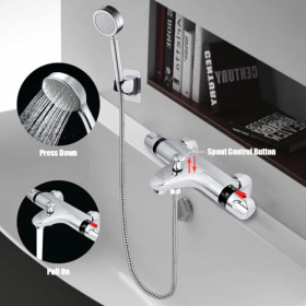 Uten thermostatic mixer tap for shower and bath – Safe 38°C safety button