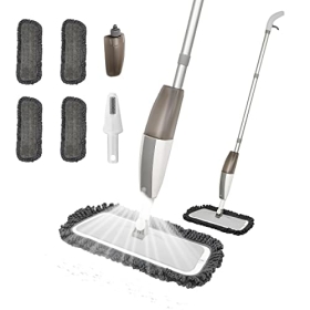 Spray Mop, 360° Rotating Spray Mop, Wet and Dry Floor Cleaning Mop with 4 Washable Reusable Microfiber Pads, Hardwood Floor Mop, Spray Mop