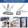 Mopa en Spray, Mopa Pulverizadora Giratorio de 360° Fregona de Limpieza de Suelo Seco y Húmedo con 4 Almohadillas Lavables de Microfibra Reutilizable Trapeador de Suelo de Madera Dura Mopa en Aerosol