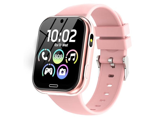 Kinder-Smartwatch mit Telefonfunktion, SOS, Kamera und Spielen, Pink Kinder-Smartwatch mit Telefonfunktion, SOS, Kamera und Spielen, Pink