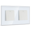 BSEED Double Light Switch with Glass Frame, Flush Mount, White