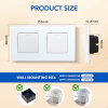 BSEED Double Light Switch with Glass Frame, Flush Mount, White
