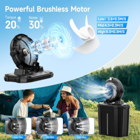 XTTANK 11L Camping Fan with LED, 20000mAh, 3 Speeds, 3 Mist Modes