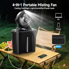 XTTANK 11L Camping Fan with LED, 20000mAh, 3 Speeds, 3 Mist Modes