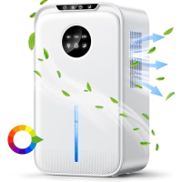 Electric dehumidifier, 2200 ml, quiet dehumidifier, timer, sleep mode, 7 color lights