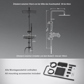 Görbach Duschsäule Hydromassage Edelstahl 304, Höhenverstellbar, mit Handbrause & Regenduschkopf