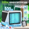 Klimaanlage Mobiler 3-in-1 Typ-C Ventilator Leise, 500ml Wassertank, 3 Geschwindigkeiten, 7 Farben, Nachtlicht, Mini Klimaanlage ohne Abluftschlauch mit Griff