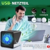 Klimaanlage Mobiler 3-in-1 Typ-C Ventilator Leise, 500ml Wassertank, 3 Geschwindigkeiten, 7 Farben, Nachtlicht, Mini Klimaanlage ohne Abluftschlauch mit Griff