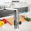 Grifo eléctrico de agua caliente, 220 V, 3000 W, acero inoxidable, pantalla LED, giratorio 360°