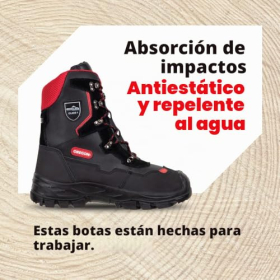 Kettensägen-Schutzstiefel Yukon Oregon aus Leder, Schwarz/Rot  