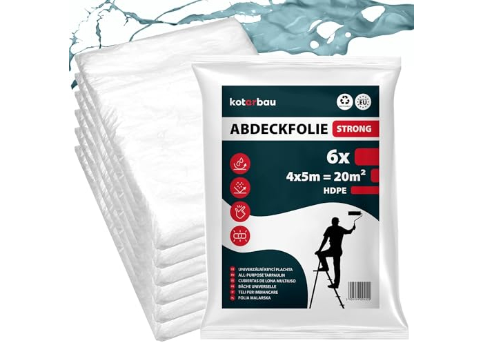 KOTARBAU Abdeckfolie Set für Malerarbeiten, transparent, 4 × 5 m KOTARBAU Abdeckfolie Set für Malerarbeiten, transparent, 4 × 5 m