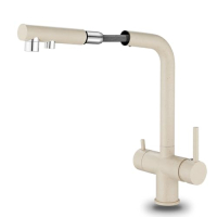Grifo de cocina de 3 vías: giratorio 360°, flexible, para agua fría y caliente.