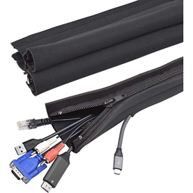 Cubierta para cables, cubierta para cables [paquete de 4, 48 cm] Conducto para cables de oficina, caja para cubierta de cables, cubierta para cables de computadora, organizador flexible de cables eléctricos - YOSH