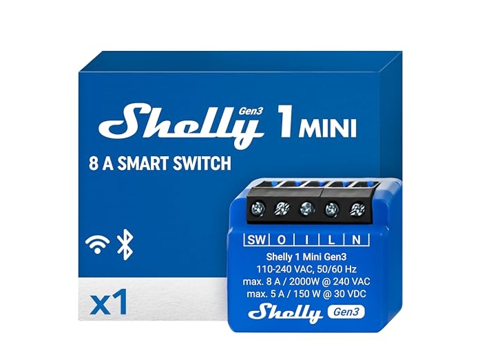 Shelly 1 Mini Gen3 - интеллектуальное реле WiFi/Bluetooth для освещения и ворот Shelly 1 Mini Gen3 - интеллектуальное реле WiFi/Bluetooth для освещения и ворот