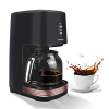 Retro filter coffee machine with permanent filter, up to 12 cups, retro design coffee machine with 1.5 liter glass jug, hotplate | automatic switch-off | does not drip (black)