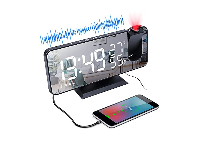 Projektionswecker digital, 7" LED, Dual-Alarm, USB Projektionswecker digital, 7" LED, Dual-Alarm, USB
