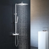 YOOZENA shower set with thermostat, 25x25 cm head shower, stainless steel, rain shower
