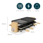 Princess 162918 Raclette Pure 8, para 8 personas, placa reversible y planchas grill, superficie 2 x 21 x 23 cm, termostato regulable, carcasa de bambú natural, 8 sartenes, 1300 W