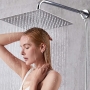 HAUSPROFI shower head rain shower bathroom fitting, shower, luxury head shower 12 inch rain shower rain shower head, square 304 stainless steel brushed chrome finish (30 x 30cm)