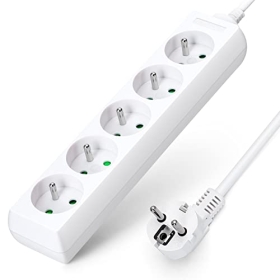 Aigostar extension strip with 5 plugs 16A 2P + E with 3 meter cable e.g. color white