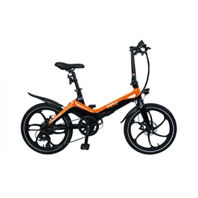 Blaupunkt Fiene LT 300 20 inch E-Folding Bike Orange/Black with Dot Blue Handlebar Bag