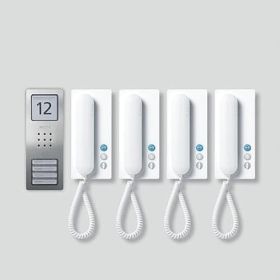 Intercomunicador - (cableado, acero inoxidable, blanco, de pared)