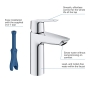 Grohe Quickfix Start Bathroom Tap, Single-Lever Washbasin Mixer, DN 15, M-Size, Chrome, with Mounting Tool, 24204002