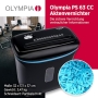 Destructora de documentos transversal Olympia PS 63 CC, hasta 6 hojas, cortada en partículas de 4 mm, destructora de papel y tarjetas de crédito, nivel de seguridad P4, 70 dB, silenciosa, contenedor