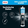 MEM Silikon-Dichtstoff für Bad und Sanitär, elastisch, schimmelfest, anthrazit, 300 ml