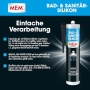 MEM Silikon-Dichtstoff für Bad und Sanitär, elastisch, schimmelfest, anthrazit, 300 ml