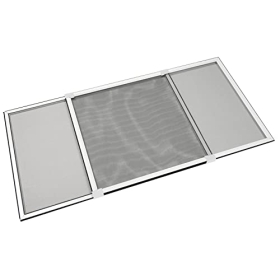 GARDINIA Mosquitera con marco regulable, estructura de aluminio, mosquitera para ventanas sin agujeros, aluminio y fibra de vidrio, blanco, 75-142 x 50 cm