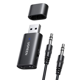 UGREEN Adaptador Bluetooth USB Bluetooth 5.1 para TV con Cable de Audio de 3,5 mm, Receptor y Transmisor Bluetooth 2 en 1 para TV, PC, Amplificador, Coche, Altavoces para móvil, Auriculares Bluetooth