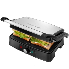 Aigostar Hitte – Elektrogrill, Grill, Sandwichmaker und Panini-Maschine, 1500 W Leistung, 2 unabhängige Antihaft-Kochplatten, 180°-Öffnung, einstellbare Temperatur. 