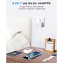 Universal Plug Adapter, International Travel Adapter, Multiple USB Wall Charger, 22W 4.4A Universal Charger with US/UK/EU/AU Plug for iPhone/Samsung/Huawei/iPad/Android/Tablet, White