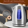 Aigostar Queen - Electric kettle with LED lighting, 1.7 liters, BPA-free, stainless steel, anti-limescale filter, boil-dry protection system, 2200 W, exclusive design.