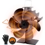 Fireplace Fan, 6-Blade Stove Fan, with Magnetic Thermometer and Gloves, Air Circulation – POWZOO