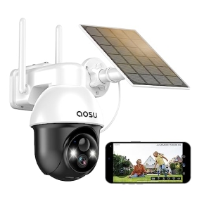 AOSU - Outdoor Solar WiFi Security Camera with Rechargeable Battery