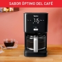 Cafetera Tefal Smart N Light CM6008, capacidad de filtro de 1,25 l, cabezal de extracción extra grande, programable 24 horas, función aroma, apagado automático en 30 minutos, antigoteo, color negro