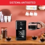 Tefal Smart N Light CM6008 coffee machine, filter capacity of 1.25 l, extra large extraction head, 24 hours programmable, aroma function, automatic switch-off in 30 minutes, anti-drip, black color