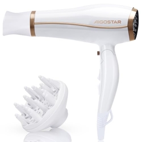 Aigostar Luna - 2200 W professional hair dryer with negative ions. 2 speeds, 3 temperature settings + cold air button. Foldable handle