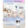 HelloBaby 4-inch baby monitor camera, 29-hour battery, baby monitor with camera, double digital zoom 350°/120°, infrared night vision, eco mode