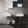 Ibergrif wall-mounted washbasin, compact and stylish, 37.6 x 18.8 x 9.3 cm, white, ceramic